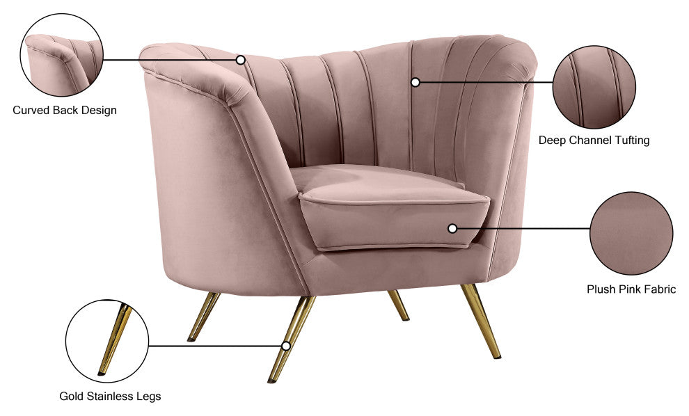 Margo Velvet Upholstered Set, Pink, Chair