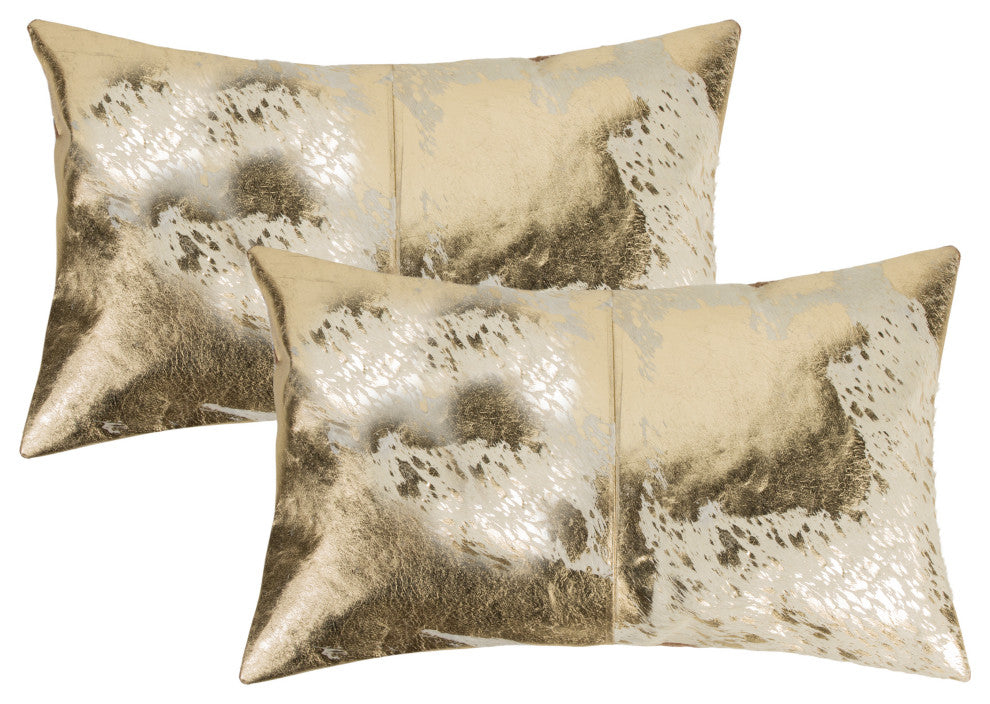 Natural Home Decor Torino Scotland Cowhide Pillow, 2-Piece