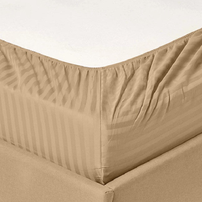 600 Thread Count 100% Cotton Stripe Sheet Set, Taupe, Twin