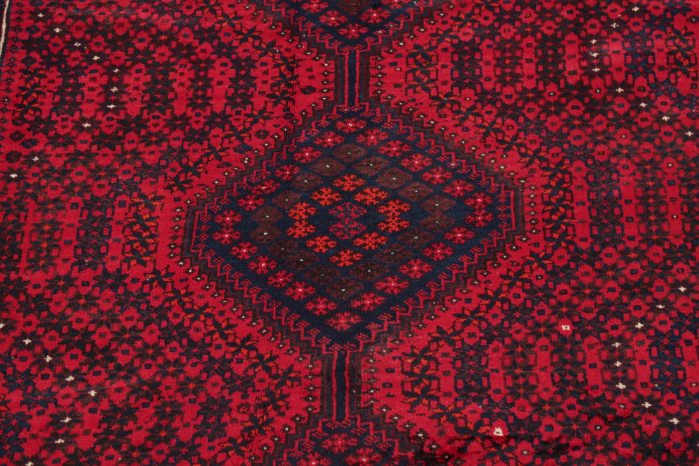 Consigned, Bordered Persian Tribal Handmade Oriental Vintage Area Rug, 7 X 10