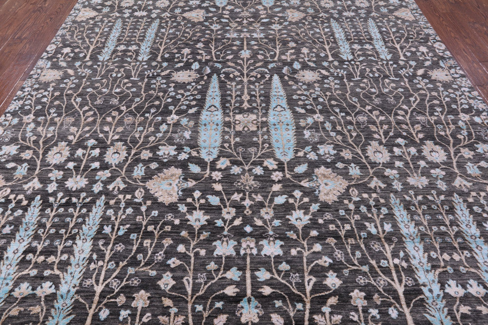 9' 0" X 12' 4" Persian Ziegler Wool and Silk Hand Knotted Rug Q11806
