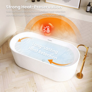 Linyi Freestanding Acrylic Soaking Bathtub, White, 59.1"l X 31.5"w
