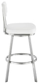 Jinab Swivel Counter Stool, Brushed Stainless Steel With Faux Leather, White