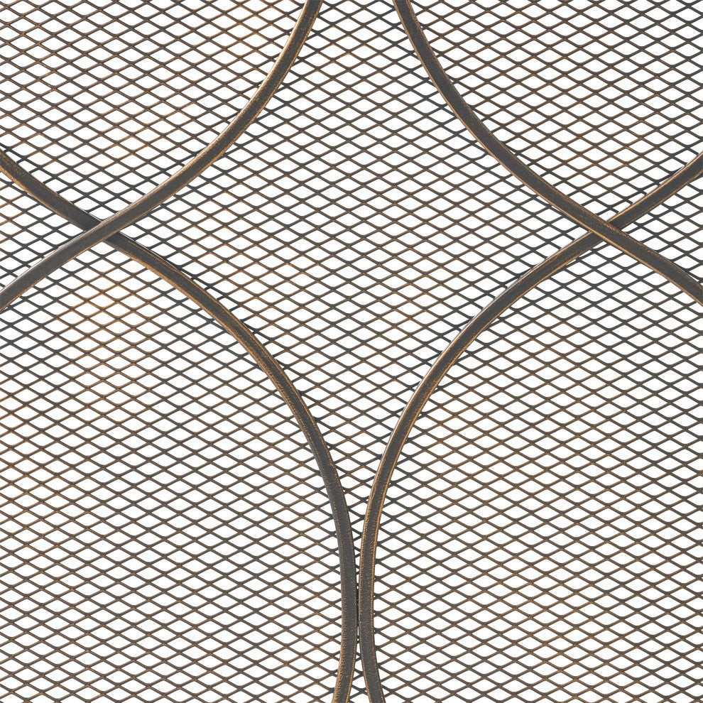 Laylah Modern Three Panel Iron Firescreen, Black Gold Finish