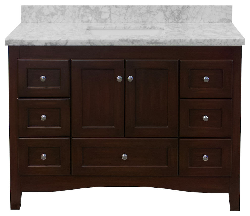 Abbey 48" Bathroom Vanity, Chocolate, Carrara Marble