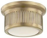 Bangor LED Flush Mount, Aged Brass Finish, Opal Matte Glass Shade
