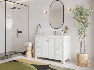Chicago 48" Single Sink Bathroom Vanity, White 2" Calacatta Nuvo