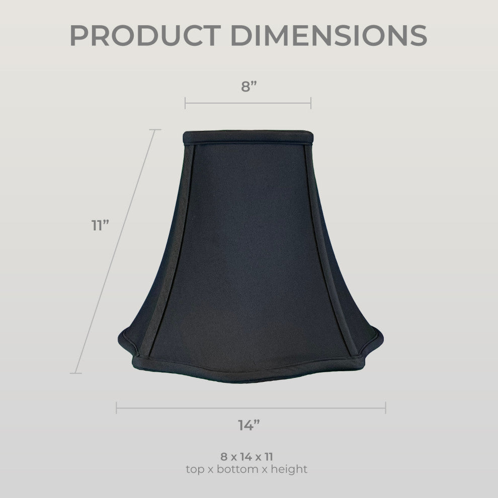 Royal Designs Fancy Square Bell Basic Lamp Shade, Black, 6x14x11.5, Set of 2