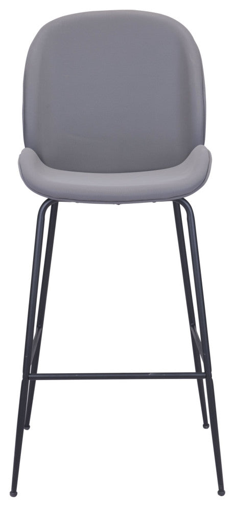 Bar Stool Chair Barstool, Steel Metal, Fabric, Gray, Black, Cafe Bistro