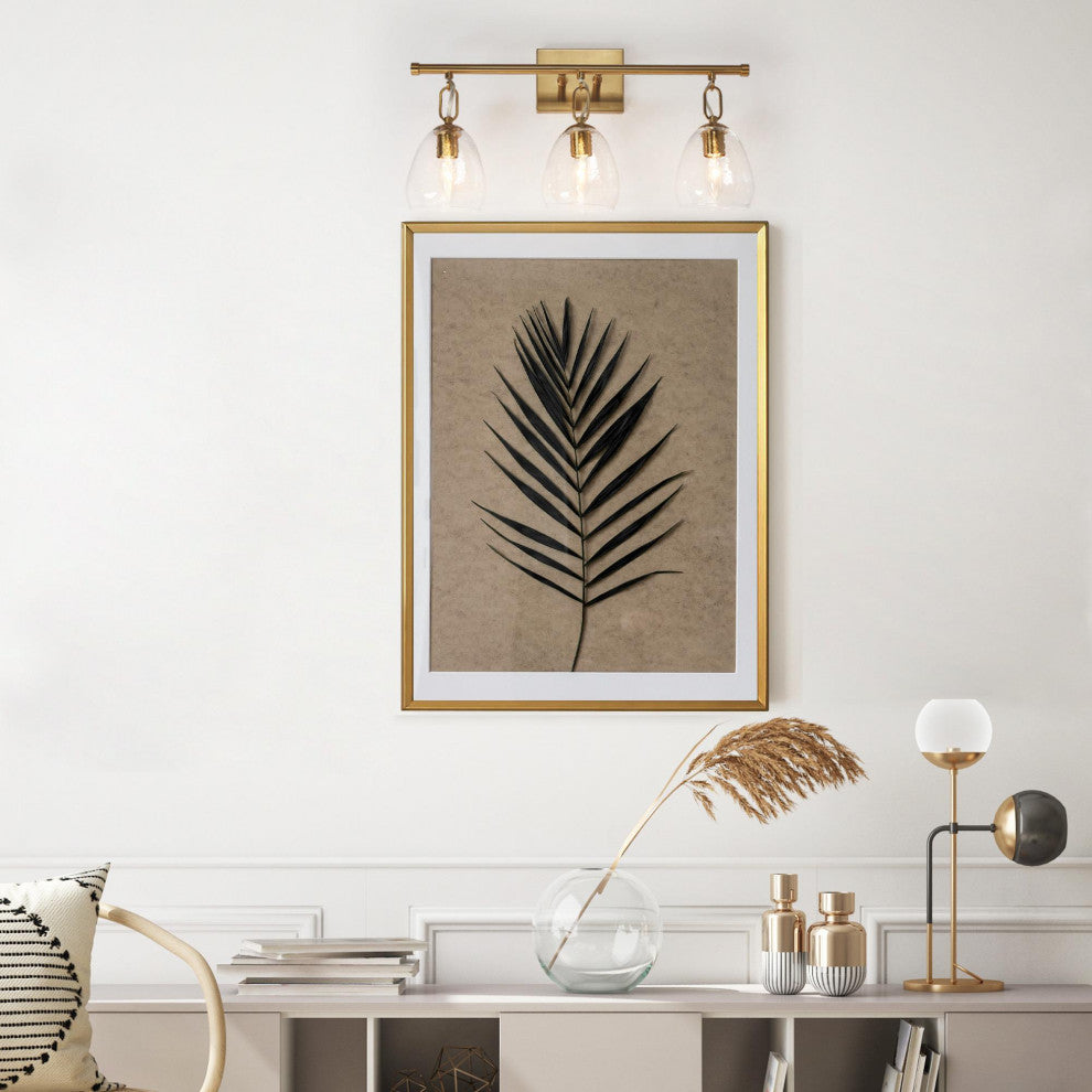 LNC Polished Gold Modern Textured-Glass Bell Wall Sconce, 3 Lights