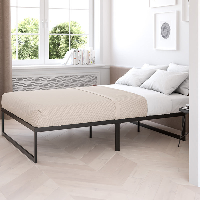 14" Metal Platform Bed Frame - No Box Spring Needed, Queen