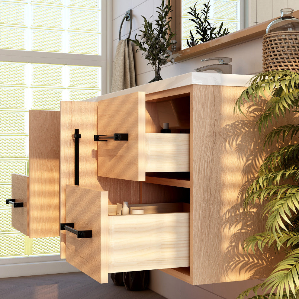 Victoria 48" Solid Wood Bath Vanity, Red Oak