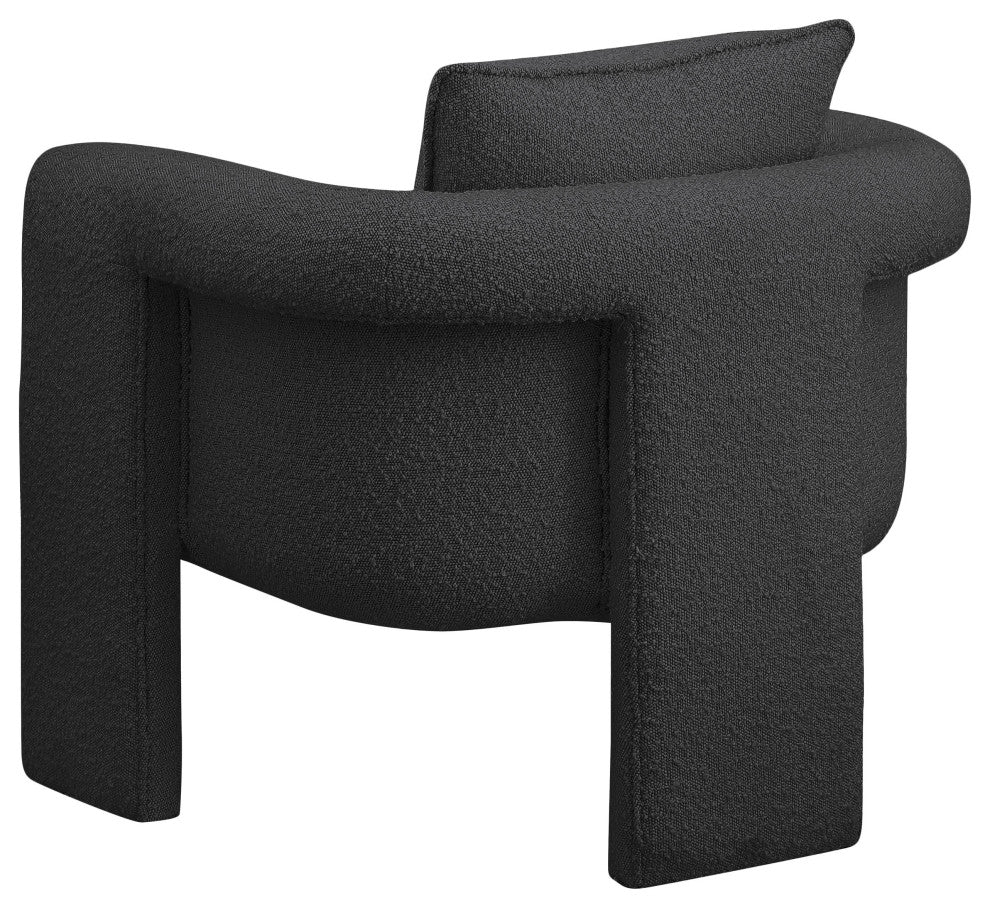 Stylus Boucle Fabric Upholstered Accent Chair, Black