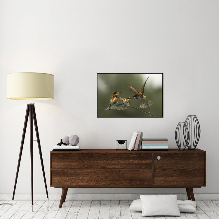 "The Fight For The Female" Framed Canvas Giclee by Alberto Carati, 37x25"