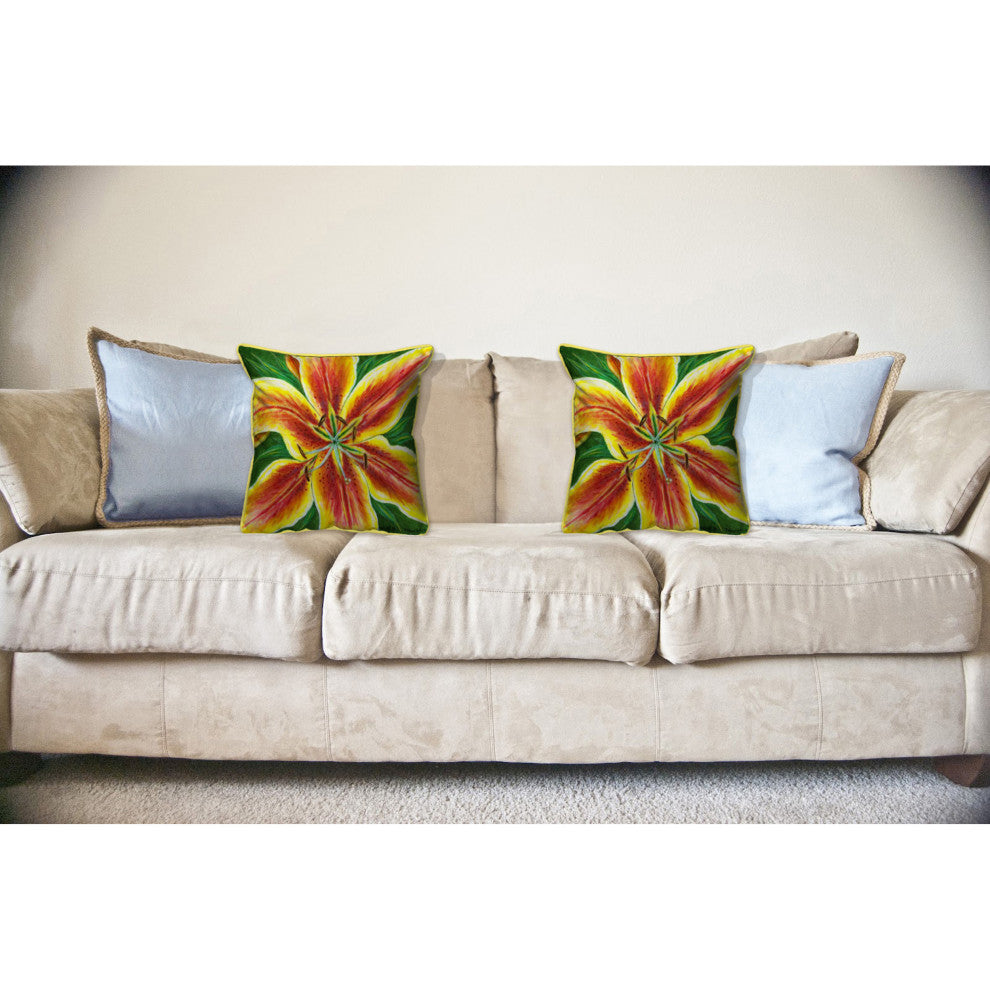 Yellow Lily Large Indoor/Outdoor Pillow 18x18