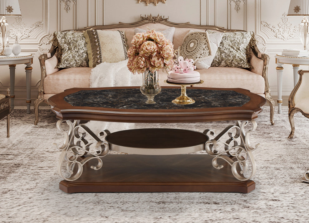 Gewnee Cocktail Table, marble paper top