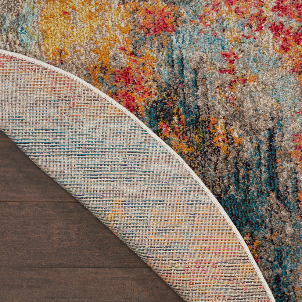 Nourison Celestial 7'10" Round Multicolor Modern Indoor Area Rug