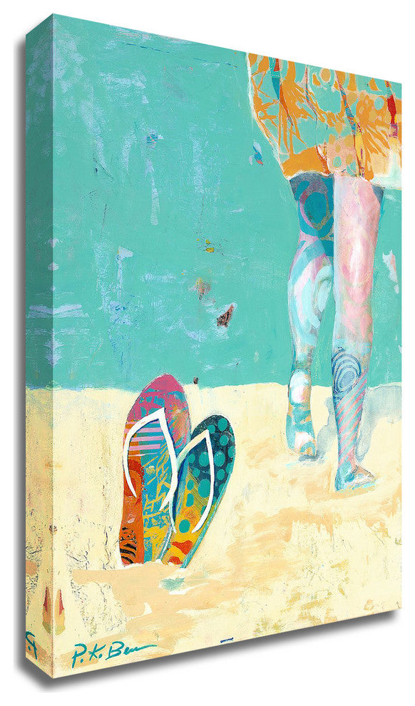 Flip Flops on the Beach by Pamela K. Beer, Print on Canvas, 32"x40"