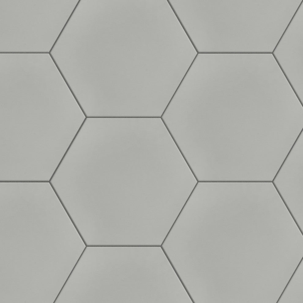 Textile Hex Porcelain Floor and Wall Tile, Silver