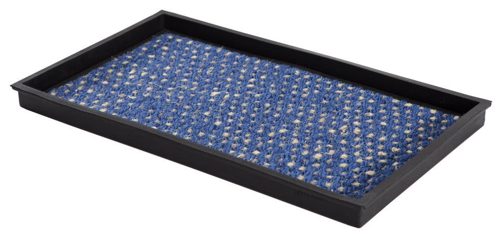 24.5"x14"x1.5" Natural/Recycled Rubber Boot Tray Blue/Ivory Coir Insert