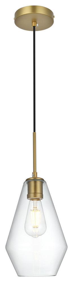 Home Living 7" Pendant Clear Shade, Satin Gold