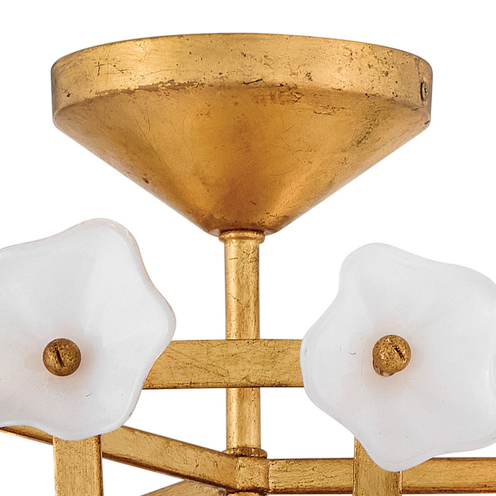 Fredrick Ramond Azalea Medium Semi-Flush Mount, Distressed Brass