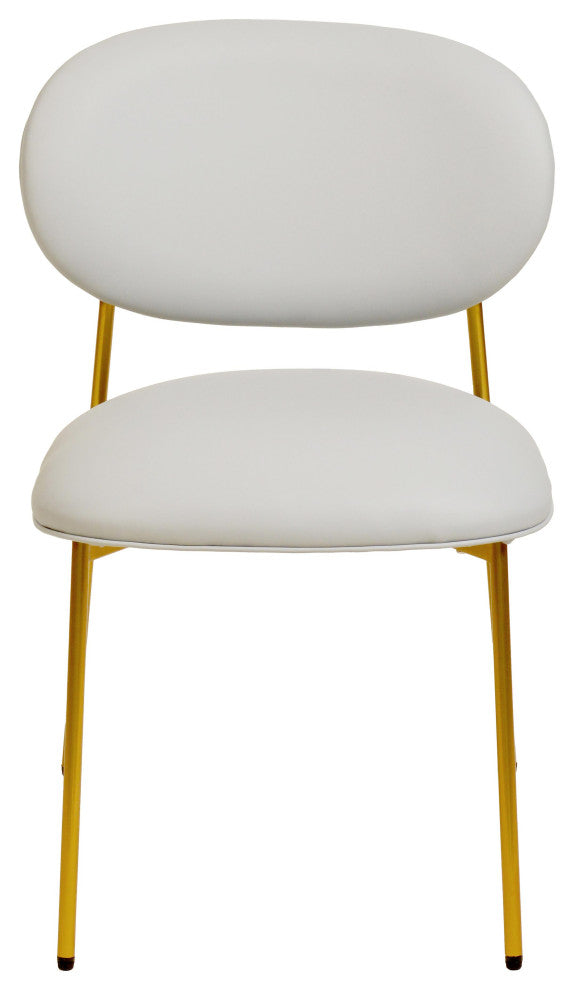 McKenzie Light Grey Vegan Leather Stackable Dining Chair - Set of 2 - Light Grey