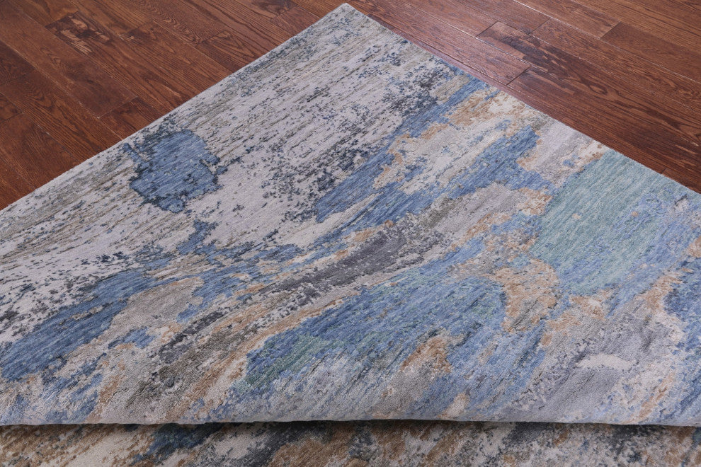 7' 11" X 10' 1" Wool & Silk Modern Handmade Rug - Q15532