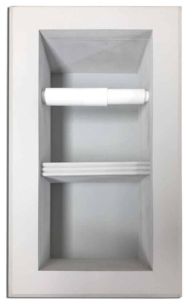 Bayshore Recessed Solid Wood Double Toilet Paper Holder 7 x 14.5, Primed Gray
