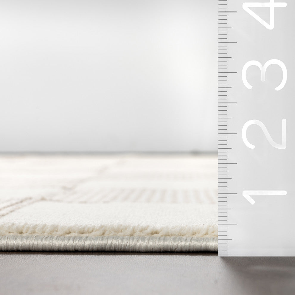 Nuloom Zhuri Checkered Washable Rug, Cream 3' x 5'