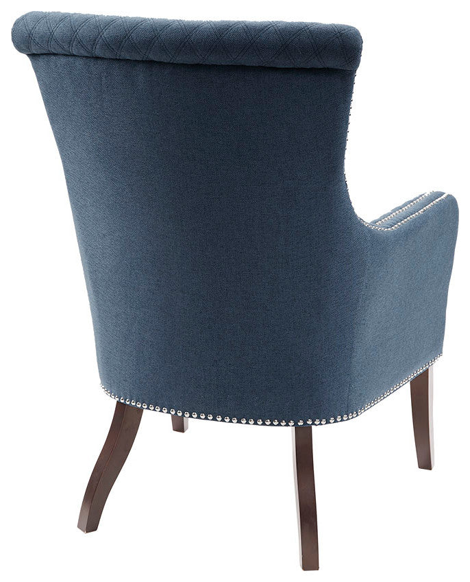 Madison Park Heston Low Armed Quilted Back Accent Chair, Navy Blue