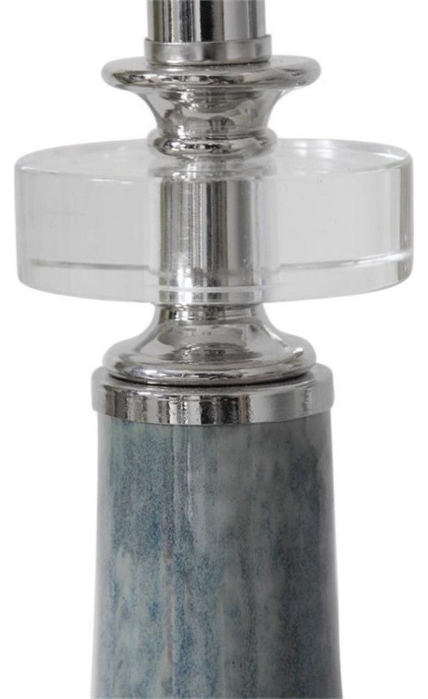 Maklaine Contemporary Ceramic Buffet Lamp in Mottled Blue
