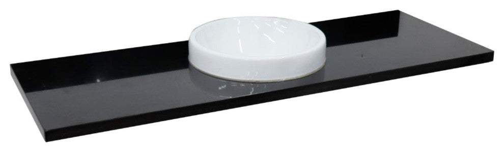 61" Black Galaxy Countertop and Single Round Sink