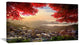 Taiwan Township with Red Trees, Large Landscape Canvas Art, 32"x16"