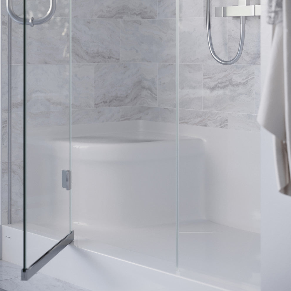 Aquatique 60"x32" Single Threshold Shower Base, White