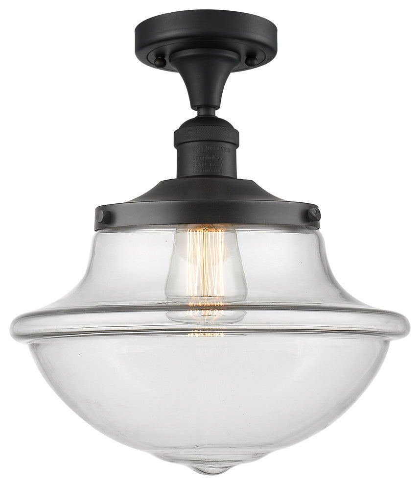 Large Oxford 1-Light Semi-Flush Mount, Matte Black, Clear