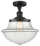 Large Oxford 1-Light Semi-Flush Mount, Matte Black, Clear