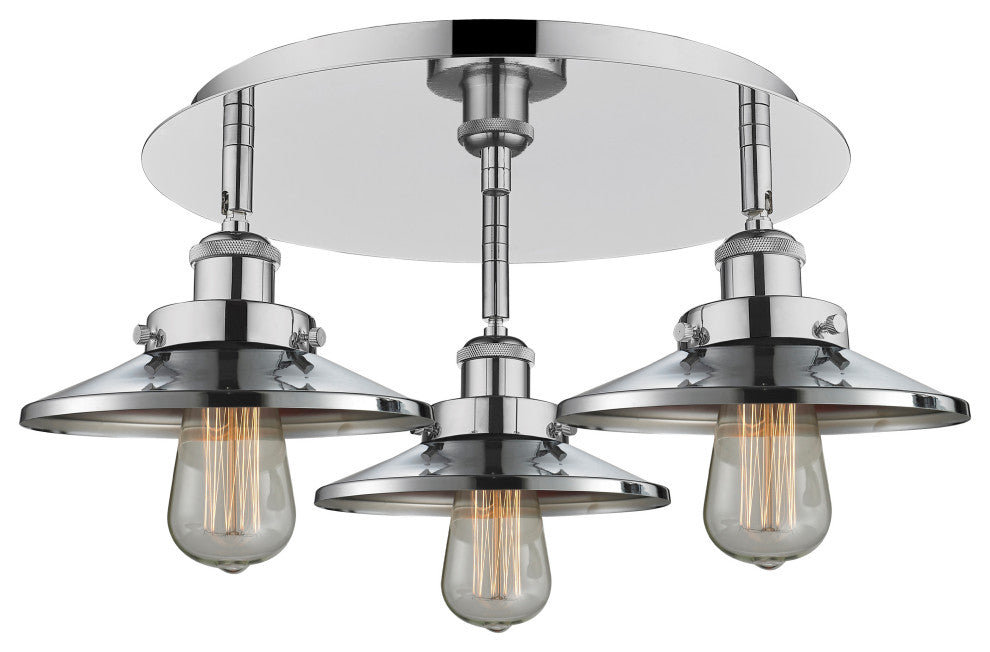 Ballston Urban-3 Light 20" Flush Mount-2" H-Polished Chrome Shade