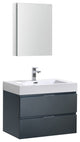 Valencia 30" Dark Slate Gray Wall Hung Vanity Set, Cabinet, Faucet, FFT3071CH
