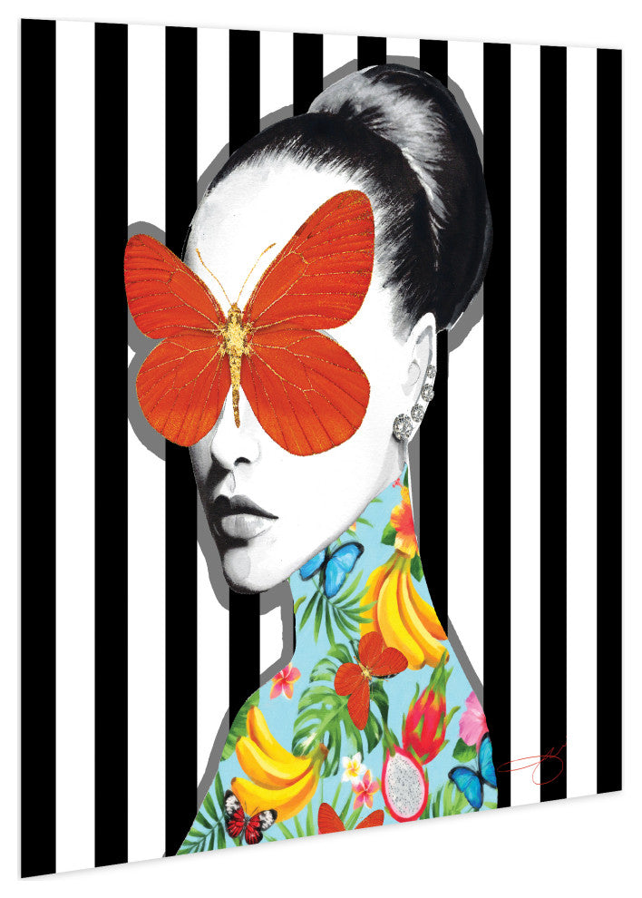 Beautiful Woman Printed Wall Art Unframed Free Floating Tempered Glass