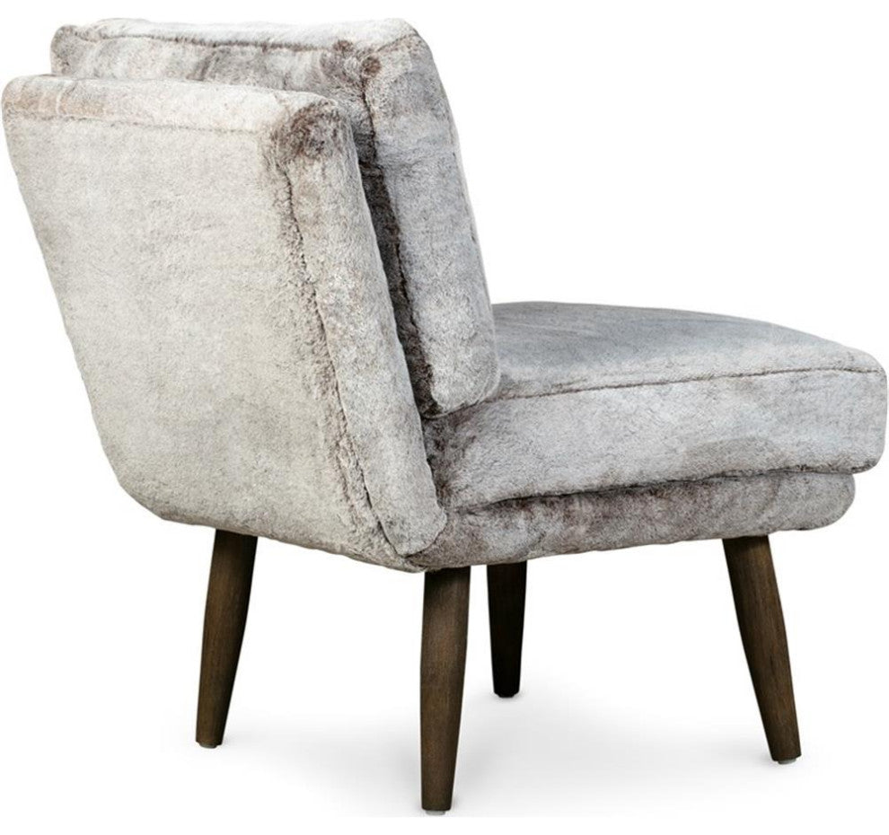 Elle Decor Sophie Armless Slipper Chair in Mink Brown Faux Fur