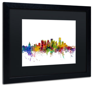 "Edmonton, Canada Skyline" Matted Framed Canvas Art by Michael Tompsett