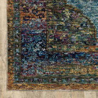 Adeline Jewelled Medallion Blue and  Multi Area Rug, 5'3"x7'3"