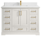 Boston 48" Single Sink Bath Vanity in Alabaster 1.5" Empira Quartz