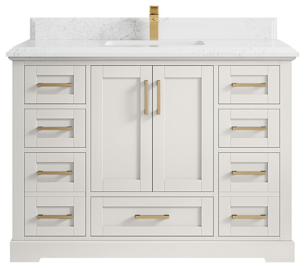 Boston 48" Single Sink Bath Vanity in Alabaster 1.5" Empira Quartz