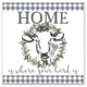 Home Herd Cow Animal Farm Rustic Blue Word Design, 12"x12"