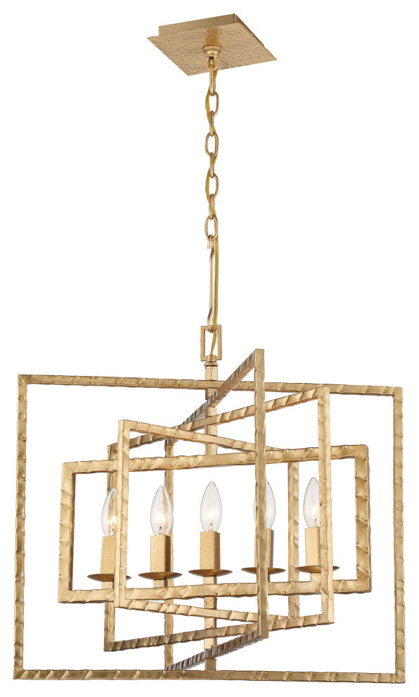 Capri Five Light Chandelier in Antique Gold