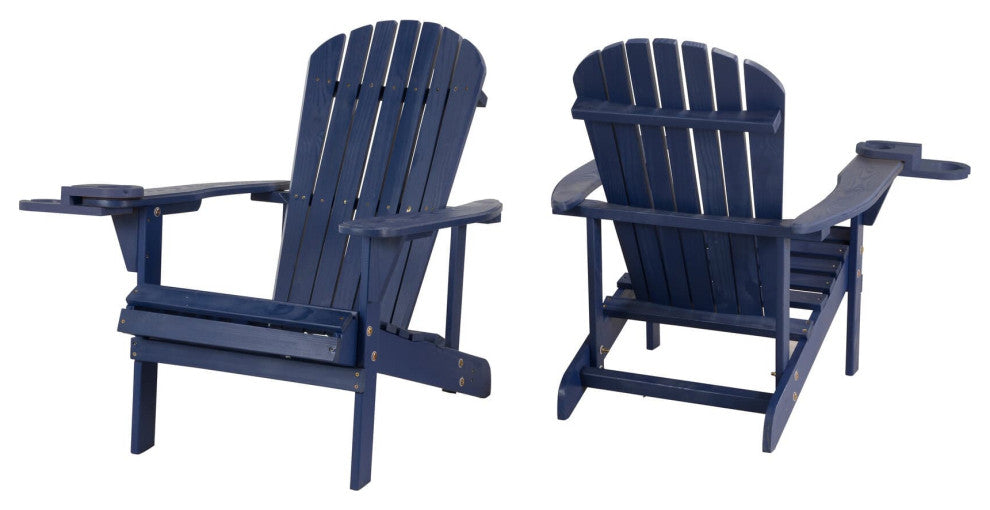 Earth Collection Adirondack Chair With phone and cup holder, Navy Blue, Two Adir