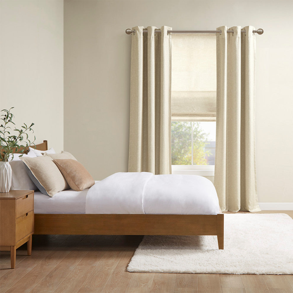 Madison Park Tonal Printed Faux Silk Room Darkening Curtain Panel Pair