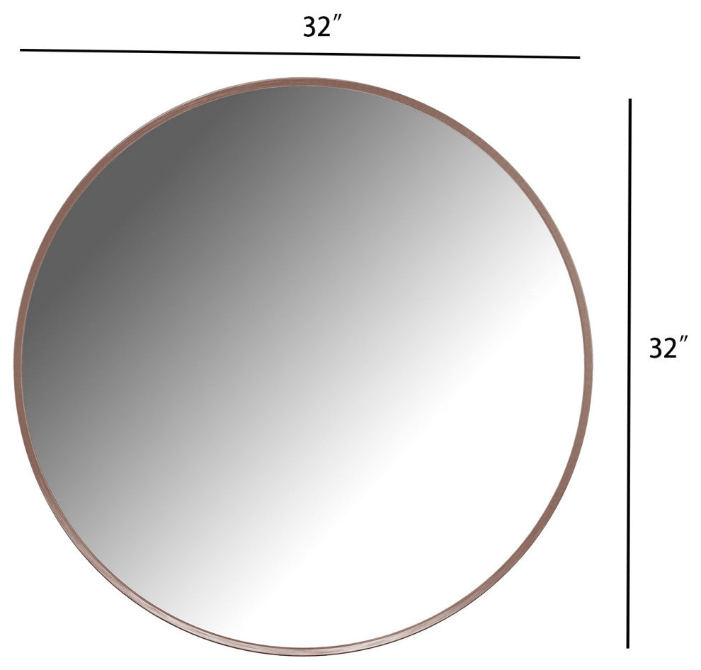 Round Framed Wall Mounted Bathroom Vanity Mirror, Brushed Rose;, 32" X 32"